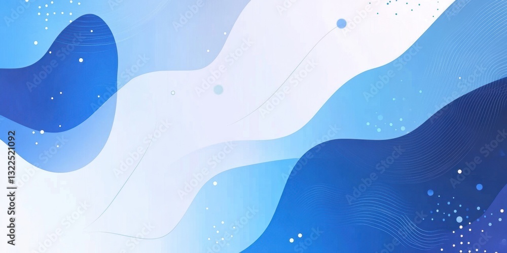 Canvas Prints abstract blue and white background with a light gradient, wave elements, dots and lines, light color