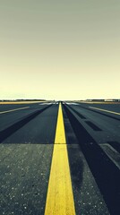 Fototapeta premium Retro Illustration of a 1950s Airport Runway with Clean Lines and Vintage Aesthetic