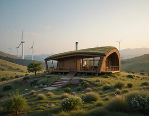 Obraz premium Green Living – Stunning Eco-Friendly House Illustrations for Sustainable Architecture