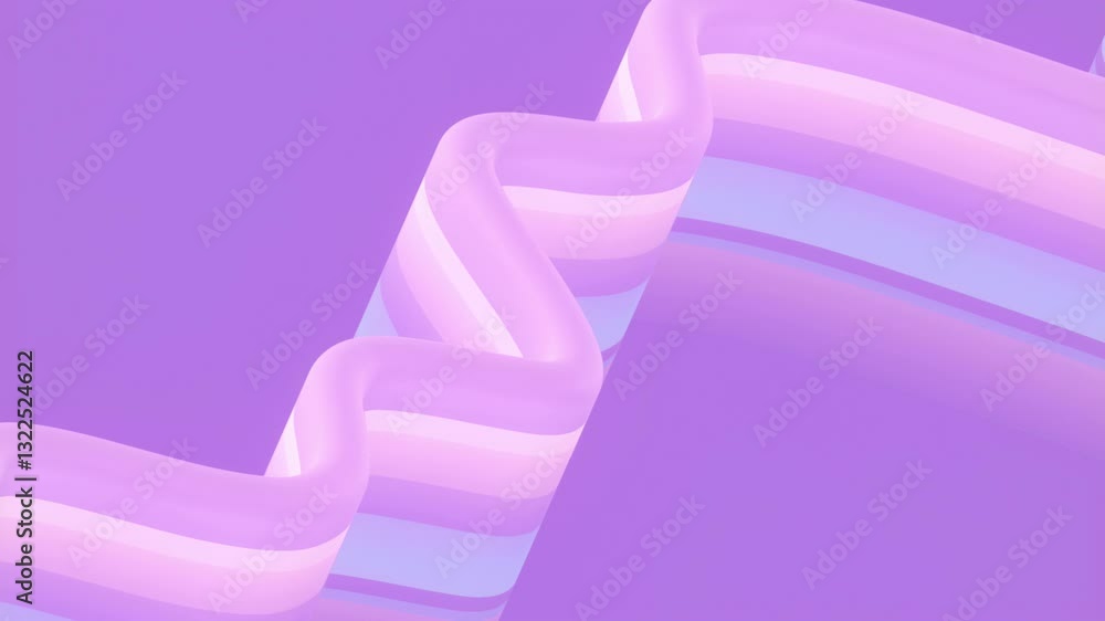 Leinwandbilder Loop animation with a floating curved ribbon on a purple background. 3d render