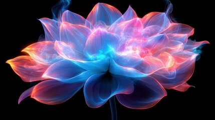 Obraz premium Abstract glowing lotus flower on black background