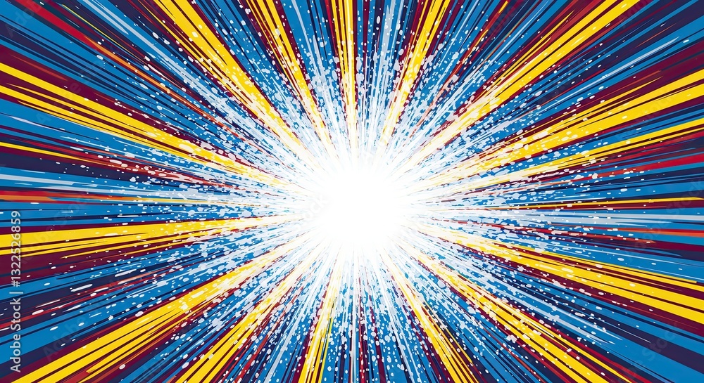 Poster dynamic abstract starburst with vibrant colors and radiating lines