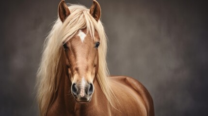 Obraz premium Serene Brown Horse with Blonde Hair in Minimalistic Soft Focus Environment