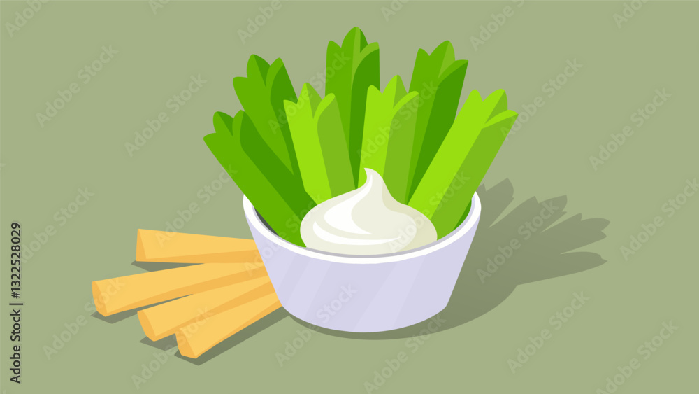 Aufkleber crisp celery sticks stuffed with creamy ranch dressing for a refreshing and satisfying snack.. vecto