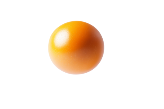 Round orange object is floating in the air, isolated