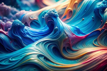 Abstract Blue Paint Close-Up: Soft Light, Surreal Texture