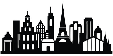 Paris city skyline silhouette illustration