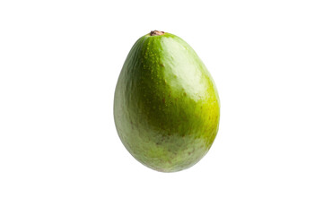 Green avocado is sitting on a white background, isolated