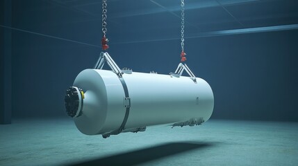 A floating gas tank concept in zero gravity with no external pipes.
