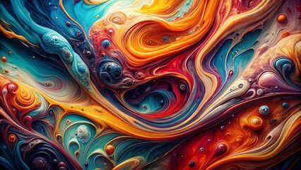 Abstract Marble Ink Art: Swirling Generative AI Design, Fluid Colors, Close-Up, Candid Photography