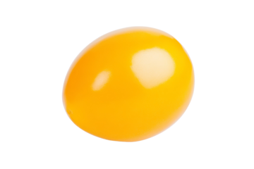 Yellow egg is sitting on a white background, isolated