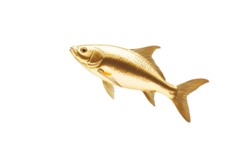 Gold fish is swimming in the air, isolated