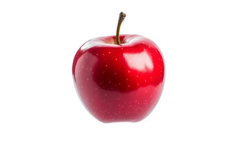 Red apple is shown in the air, isolated