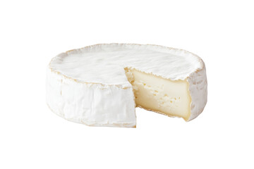 Slice of white cheese is cut in half, isolated