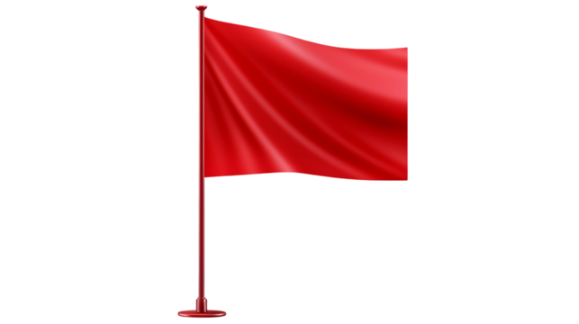 Red Flag Waving on a Pole Business Signal Alert Warning Important Notice