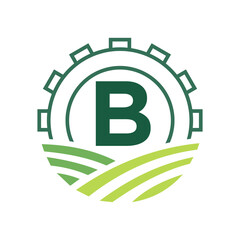 Obraz premium Agriculture Logo On Letter B. Agro Farming Logo Symbol Vector and Template