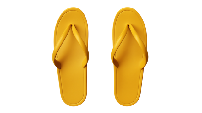 Yellow rubber flip flops on black background summer footwear beach vacation tropical vibes summer fashion