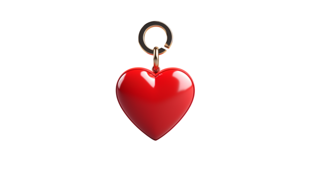 Red Heart Shaped Keychain Charm Valentines Day Love Romance Gift Accessory