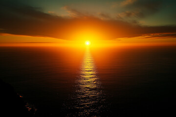 Obraz premium Premium a Serene Sunset Over the Ocean