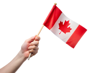 hand holding canadian flag