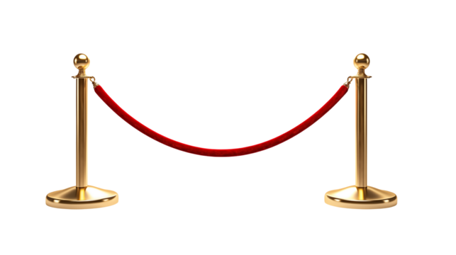 Luxurious Gold Stanchions and Red Velvet Rope Barrier for VIP Events