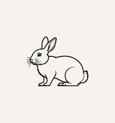 Obraz premium Flat line art illustration of a bunny
