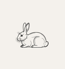 Obraz premium Flat line art illustration of a bunny