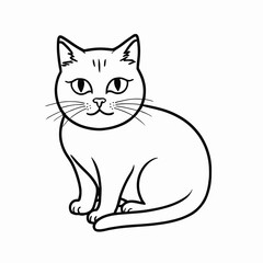 Obraz premium Flat line art illustration of a cat