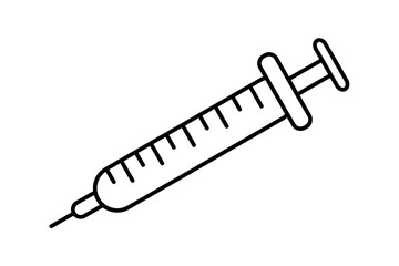 Injection single icon. Flat design in black isolated on white background. Simple injection design  for  drug, vaccine, medical and hospital usagei llustration.