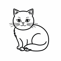 Obraz premium Flat line art illustration of a cat
