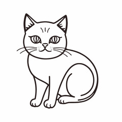 Obraz premium Flat line art illustration of a cat