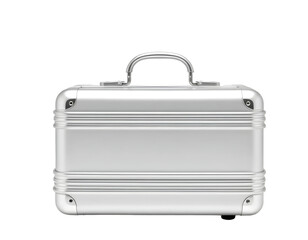 Silver metal suitcase isolated on a transparent background