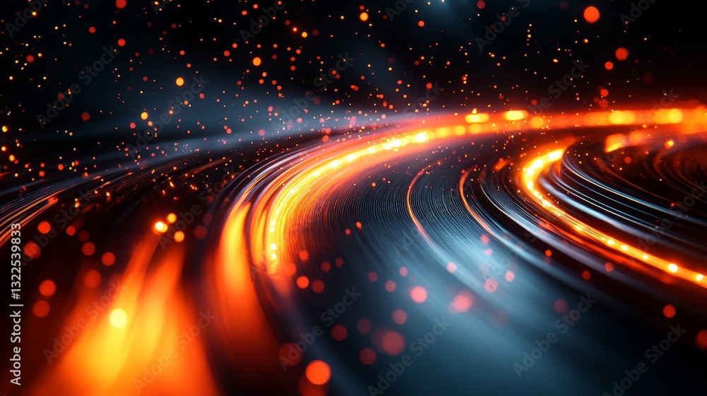 Poster futuristic road scene with fast-moving objects creating motion blur