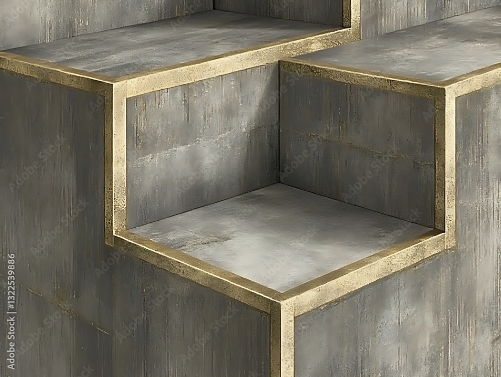 Aufkleber geometric concrete elements with golden edging create a modern display