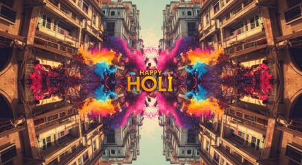 Obraz premium Holi, the Hindu festival of colors, celebrates joy through vibrant powders thrown at one another; depicted here in lively, celebratory hues.