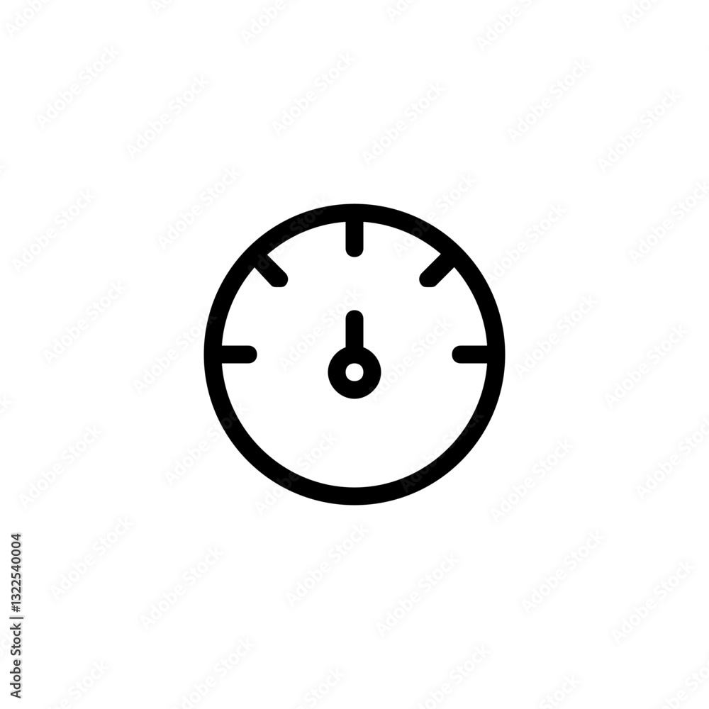 Poster a simple speedometer icon conveying speed, efficiency, and progress with a clean minimalist black li
