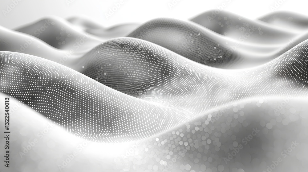 Poster an abstract backdrop in grey-white color, featuring moving particles that convey a feeling of dynami