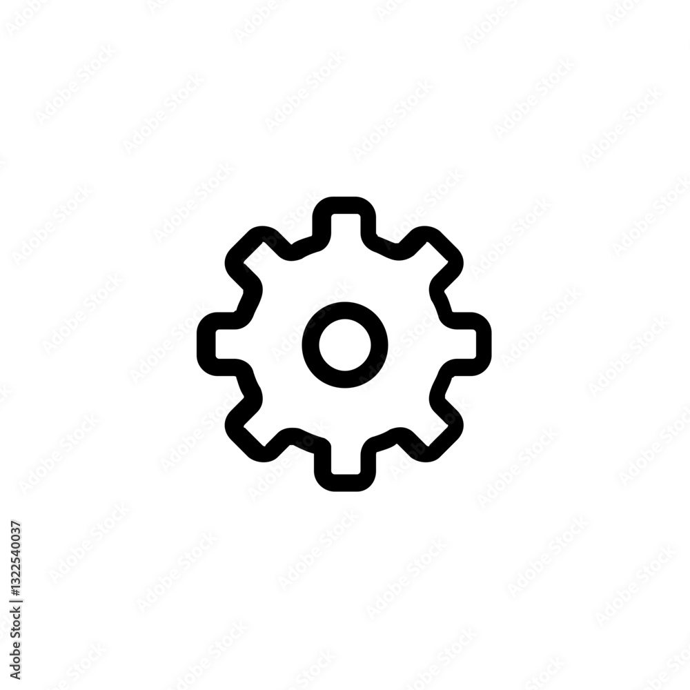 Poster a simple cogwheel representing smooth operation and seamless functionality with clean lines and bold