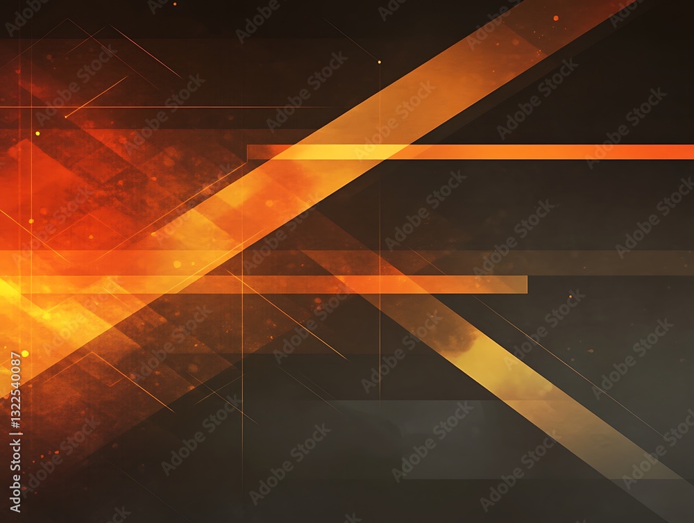 Poster geometric design with fiery orange gradients and angular linear accents