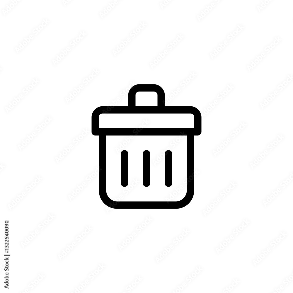 Poster a simple trash can icon representing digital cleanup and file deletion with clean lines and minimali