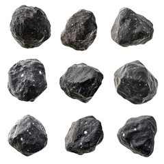 Nine dark space rocks floating in the void a cosmic collection