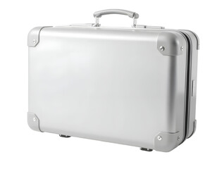 Realistic Detailed 3d Silver Suitcase on Transparent Background