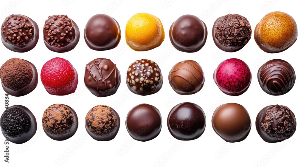 Poster artisan chocolates: an array of delectable artisan chocolates, each a miniature work of art with uni