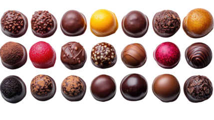 Artisan Chocolates: An array of delectable artisan chocolates, each a miniature work of art with unique textures and flavors, presented in a mouthwatering arrangement.