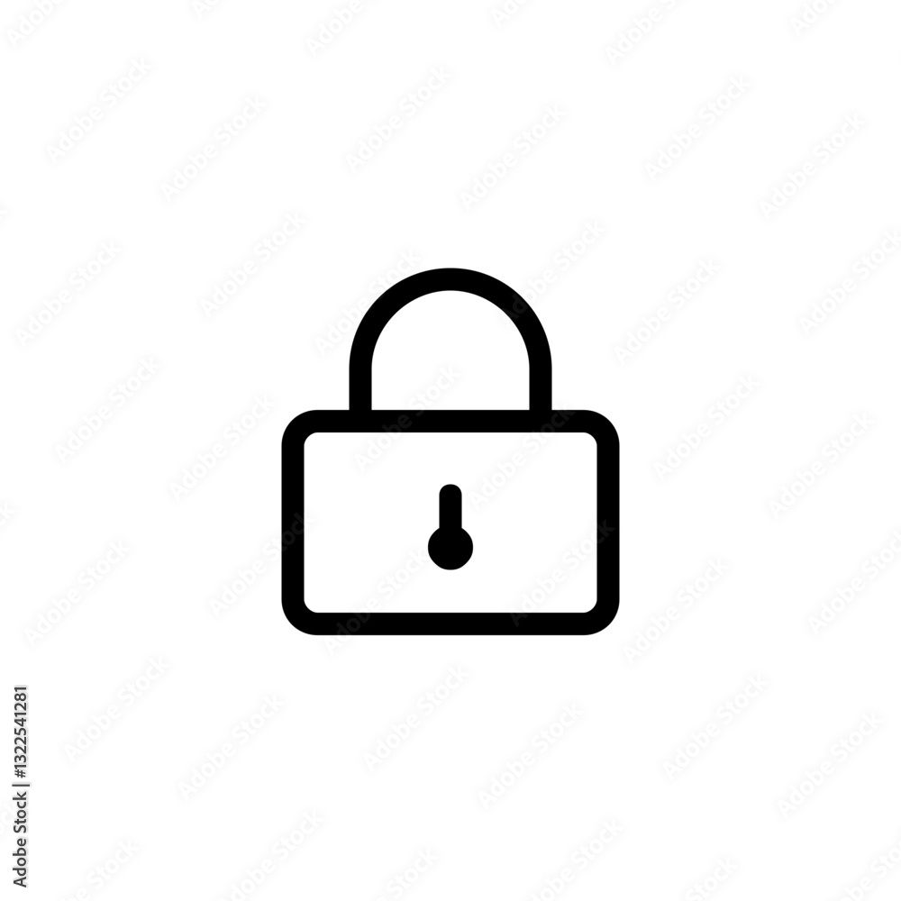 Poster a simple padlock symbol representing security and safety in a clean minimalist design with bold blac