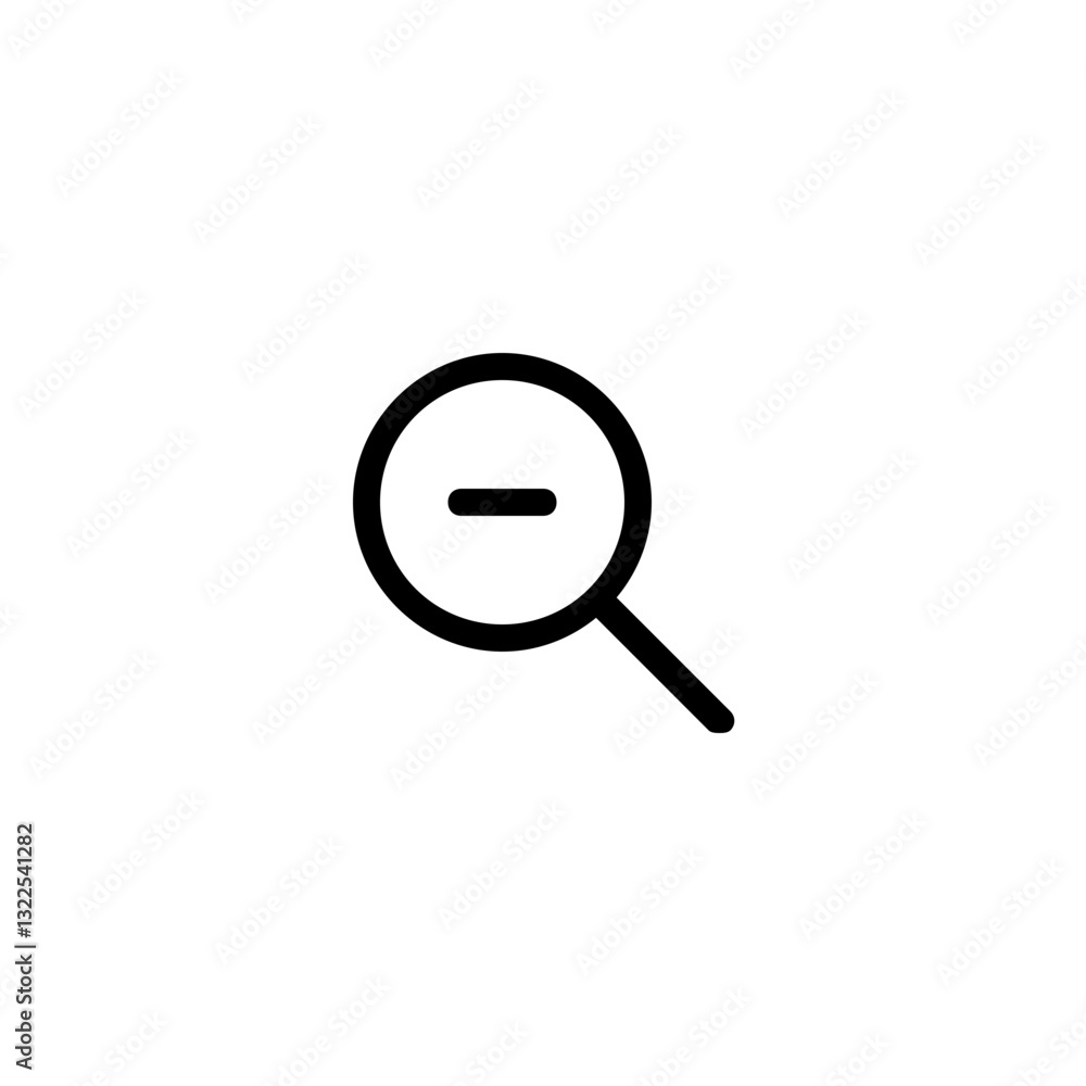 Poster a minimalist icon depicting a search functions zoom-out feature, showcasing a clean and simple desig