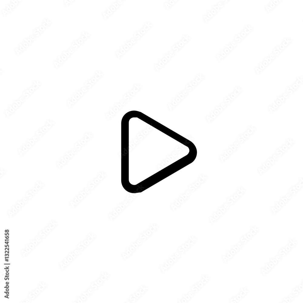Poster a simple play button icon, symbolizing the start of a new adventure or the press of a button, with a