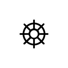 Obraz premium A Bold Black Ships Wheel Emblem Symbolizing Adventure, Journey, And Navigation With A Clean Minimalist Design And Stark Contrast