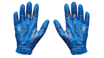 Blue Protective Gloves: A close-up shot showcases a pair of vibrant blue protective gloves, ready for a task