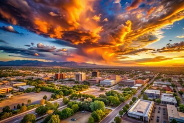 Albuquerque New Mexico Sunset Panorama Aerial Timelapse Photography